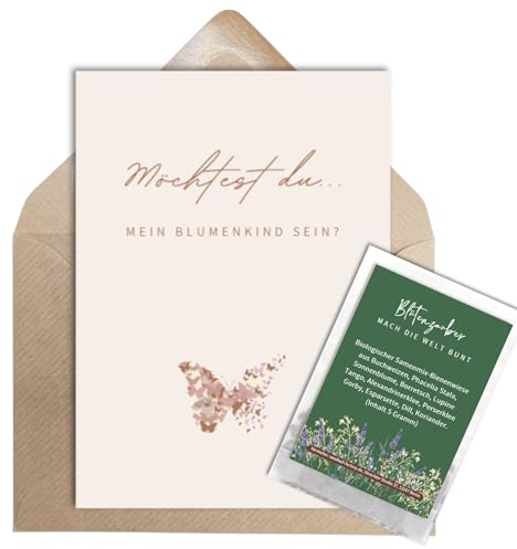 Briefzauber Postkarte & Samentütchen Set - Blumenkind fragen | Geschenk (Mein Blumenkind)