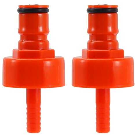 MRbrew Plastic Carbonation Cap, 2 PCS Ball Lock Keg Post 5/16'' Beer Line Nipple Barb Homebrew Kegging Soft Soda Drink PET Bottles Counter Pressure Bottle Filling Cap with Spare Sealing Gasket O-rings