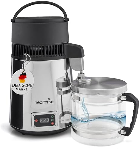 Health Rise Wasserdestilliergerät | Mit deutscher Bedienungsanleitung | Servicehotline in Deutschland | Vollautomatisch, Sicher und Zuverlässig | für Zuhause, Zahnklinik, und Labor | 2 Jahre Garantie