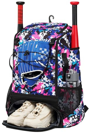 SANWOOD Baseball-Softball-Rucksack, Oxford-Stoffstruktur, Baseballschläger-Ausrüstungstasche, geräumiges unabhängiges Fach und langlebiges Reißverschluss-Design für Erwachsene und Jugendliche