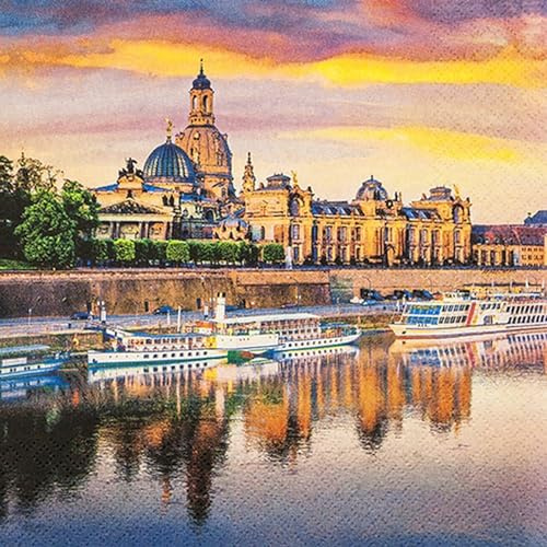 20 Servietten Städte Ausblick nach Dresden als Tischdeko. Papierservietten mit Motiv. Auch für Decoupage und Serviettentechnik 33x33cm