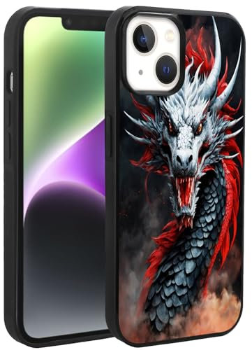 KUAVETO Case for iPhone 15 14 12 13 11 7 8 6s 6 Pro Max Plus Mini XR X XS Max SE with Dragon-AB13,Soft Black TPU Rubber Full Body Protective