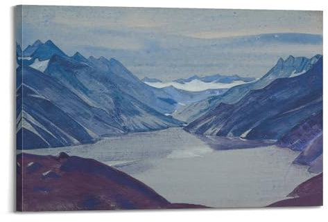 JSWLQ Künstler-Poster, Motiv: Nikolaus Roerich (Nag Lake), Wandkunst, Schlafzimmer, Heimdekoration, hängendes Bild, Leinwandbild, Gemälde, 40 x 60 cm