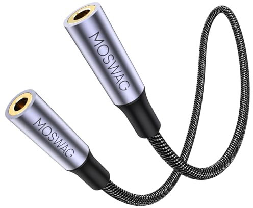 MOSWAG 3,5 mm Stéréo à 3,5 mm Adaptateur Stéréo,TRS AUX Femelle à Femelle Couplage Pour Mélangeurs, Haut - Parleurs, Amplificateurs de Puissance, Ordinateurs Portables, Ordinateurs de Bureau, DVD