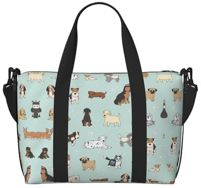 Vielseitige Handtasche mit Hundemotiv für Reisen, handgehaltene Crossbody-Tasche für jeden Bedarf, Schwarz , Einheitsgröße