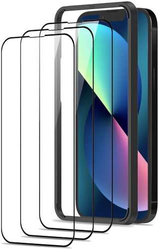 Beukei Panzer Schutz Glas für iPhone 13/13 Pro/ 14 mit Installationsrahmen, 3 Stück Schutzfolie, Panzer schutzglas[HD Glas Displayschutz][9H Härte][Anti-Kratzen] Glass