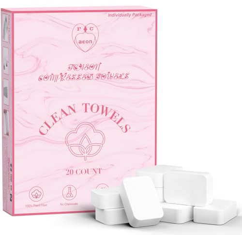 FCaeon Asciugamani Compressi Grandi, Asciugamano Usa e Getta per Il Viso, Panno Facciale Spesso Compressed Towels Mini Fazzoletto di Cotone per Pelle Sensibile,Viaggi,Salone di Bellezza(Rosa 20 Unité)