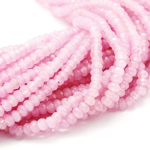 Achat & Jaspis Edelstein Strang Perlen, 4mm, Rondelle, 110 Stück, Schmuckperlen Halbedelstein für Schmuck Kette Armband (Rosenquarz)