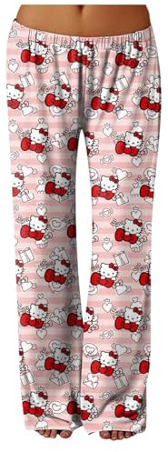 Hello Ktty Pyjamas Women's Pyjamas Trousers Long Flannel Pyjama Bottoms Women's Sleep Bottoms Soft Kawaii Pyjamas Anime Comfortable Pyjama Bottoms Women Anime Cartoon Warm Gift for Her 83