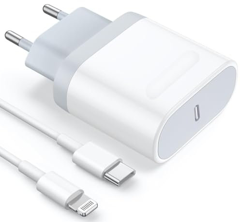 Cargador iPhone Carga Rapida - Certificado MFi - 20W Cargador USB C Carga Rapida y 2M Cable, Cargador Rápido Pared Corrient Enchufe Compatible con iPhone 14/14 Pro/14 Pro Max/13/12/11/XR/XS MAX/X/iPad