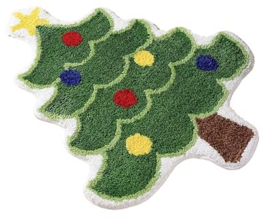 Christmas Tree Bath Mat & Rugs - Santa Soft Carpet Absorbent Holiday Decor for Bathroom, Bedroom, Kitchen, Entrance