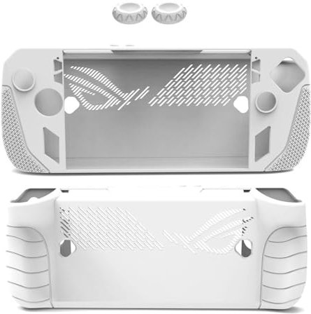 Funda Protectora de Silicona Suave para Consola de Juegos portátil ASUS ROG Ally X, Carcasa Protectora antiarañazos con Tapas para Joystick y Juego de Agarre para el Pulgar (White)