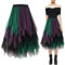 Baogaier Donna Gonna Tulle Tutu Elastica Elegante Casual Irregolare Sottogonna a Strati Plissettato Viola Verde Nero A-Line Midi per Prom Party Vestito Costume Carnevale