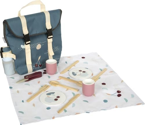 small foot Picknickrucksack „Tasty“ aus Holz, Picknick-Spielset mit umfangreichem Zubehör, Rucksack für Kinder ab 3 Jahren, 12539