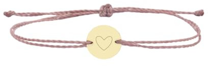 Positiva Jewelry Armband Damen personalisiert Gravur Herz Gold Edelstahl verstellbar wasserfest Makramee Armband Glücksbringer Freundschaftsarmband Geschenk Frauen Partnerarmband filigran individuell