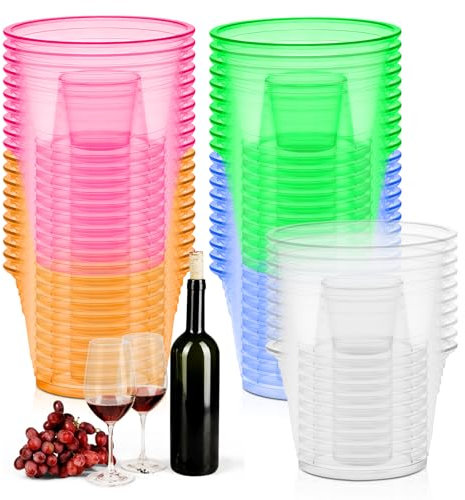 GOMETY Bomb Shotglas: 100 Stück Transparente Kunststoffbecher, Schnapsgläser für Jägerbomb, Einweg-Schnapsbecher für jede Veranstaltung (6 Farben zufällig)