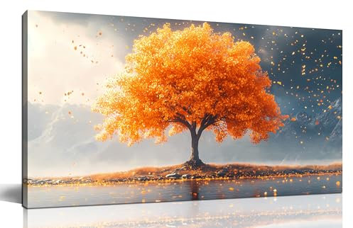 Zoyotago Großer Baum des Lebens Wandkunst für Wohnzimmer, Schlafzimmer, Büro, Orangenbaum, Herbstlandschaft, Bild, modernes Kunstwerk, Leinwanddrucke, 50,8 x 101,6 cm