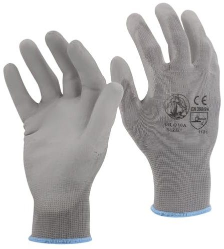 STI Guanti da lavoro Spalmati in PU poliuretano Grigio 8 M 1 Paio