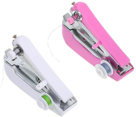 NUOBESTY 2 Sätze Mini-Nähmaschine die sich auf das Produkt „Handheld-Taschennähmaschine“ beziehen: Nähmaschine für Anfänger DIY Nähmaschine nähwerkzeug Stickmaschine Schneidermaschine Eisen
