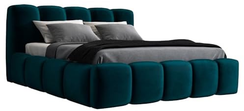 A&J MöbelLand Polsterbett 160x200 mit Bettkasten und Lattenrost – Sonic, Bett mit Matratze und Stauraum in Grün