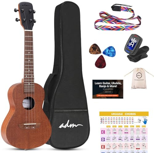 ADM Konzert-Ukulele 23 Zoll für Erwachsene Anfänger, Mahagoni Holz Ukulele Starter Kit