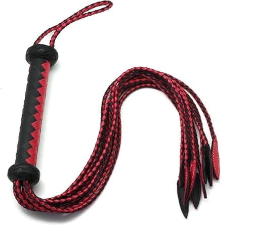 Frustino a nove code in vera pelle, tessuto a mano, lunghezza 60 cm con coda di salice, 15 cm, appesa, frusta equestre di fascia alta, adatta sia per l'allenamento che per il collezionismo