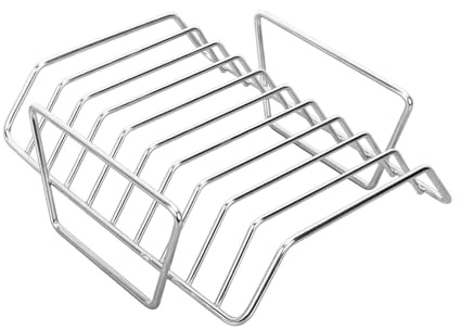 MagiDeal Grille à côtes en Acier Inoxydable pour grillades de Poulet, Steak, côtelettes d'agneau, Support à côtes pour Barbecue, Usage Domestique, Argent