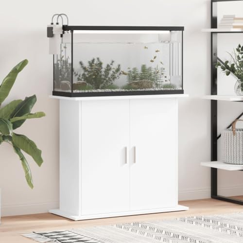 Nqyjm Aquariumständer Weiß 81x36x73 cm Holzwerkstoff Aquarium Unterschrank Tisch für Wohnzimmer und Büro