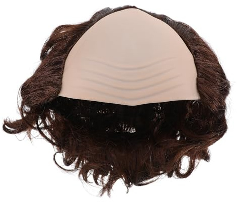 HEMOTON Kurze Braune Glatzenperücke für Männer Synthetisch Komfortabel Opa Cosplay für Halloween Party und Bühnenauftritte