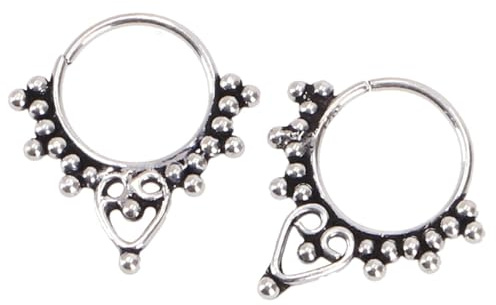 Ethno Ohrringe, Boho Silbercreolen, handgefertigt, unisex, Modell 5