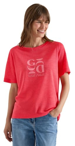 Damen T-Shirt in Leinen-Optik mit Print