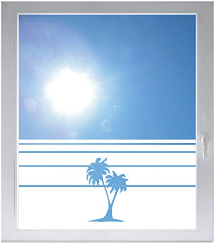 INDIGOS UG Sichtschutzfolie Glasdekorfolie Fensterfolie mit Motiv satiniert Blickdicht - w362 Palme Palmen Baum Pflanze - 1000 mm Länge - 500 mm Höhe Streifen - selbstklebend - matt