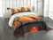 ABAKUHAUS Afrika Tagesdecke Set, Giraffe im Wilden Wald, Set mit Kissenbezügen Kein verblassen, für Doppelbetten 264 x 220 cm, Orange Schwarz