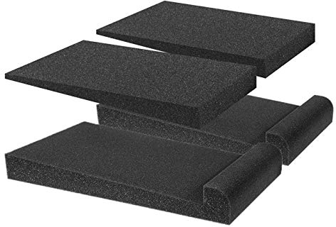 Lot de 2 paires de coussinets d'isolation acoustique en mousse pour moniteur de studio, haut-parleur, lecture, enregistrement, effets, réduction du bruit de fond, noir