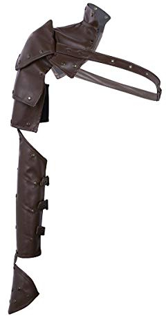 Yeahdor Armstulpe Herren Leder Punk Gladiator Kostüm Panzer Mittelalter Armschutz Schulterschutz Rüstungen Schultergurt Karneval Fasching Cosplay Dunkel Kaffee A One Size