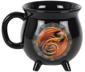 Mystical Dragon Heat-Reactive Mug - 10cm x 10cm (1 Pc.) - Magic Color-Changing Cauldron Design with Illuminating Wiccan Sabbat Symbols - Perfect Gift