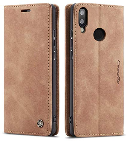 mvced Cover Compatibile con Huawei P20 Lite,Flip Custodia Caso Libro Pelle PU e TPU Silicone Antiurto,Marrone