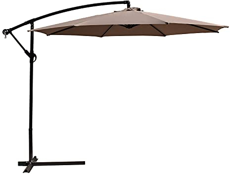 Yellowshop. - Ombrellone Da Giardino colore Tortora Ø mt. 3X3 Decentrato In Acciaio Arredo Piscina, Gazebo, Terrazze, Bar, Hotel, Balconi