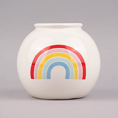 SCHÖNER LEBEN. Sass & Belle Vase Regenbogen Dolomit weiß bunt 15x14cm