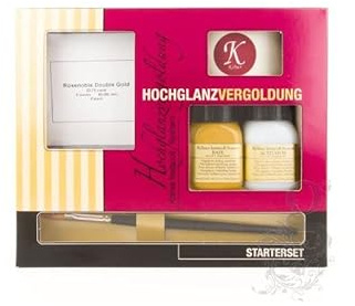 Dal Molin Starter-Set mit Instacoll-Basis und Aktivator, Pinsel, Stoff und Blattgold