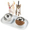 Suhaco Double Dog Bowl Raised Dog Food Bowl Non Slip Stainless Steel Double Bowls with Non-spill for Small Dogs and Cats (Grey)