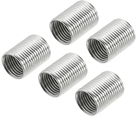 sourcing map 5 Stück Gewindereduziermuttern Einsatz M12 x 1mm Stecker auf M10 x 1mm Feingewinde-Innenadapter, 15mm lange Rohrverschraubung Konvertierungshülse Reduzierstück