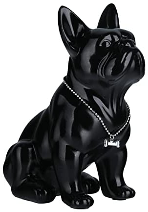 suruim Französische Bulldogge Statuen Deko Englische Bulldogge Figur Hund Statue Geschenke Wohnzimmer, Schreibtisch-Dekoration (schwarz, 23 cm)