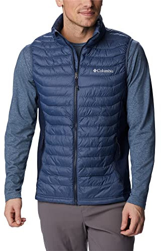 Columbia Men's Powder Pass Vest Puffer Vest Body Warmer, Dark Mountain x Collegiate Navy, Size XS
