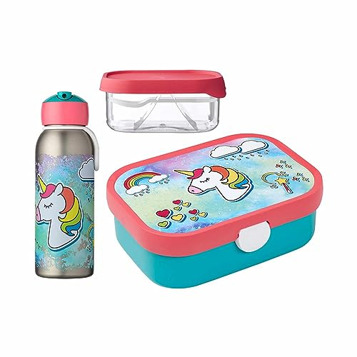 Mepal - Lunch-Set Campus - Lunch-Set für Kinder mit Lunch Box, Thermoflasche & Fruitbox Campus - Lunch-Set für die Schule oder unterwegs - Spülmaschinenfest & BPA-frei - Unicorn