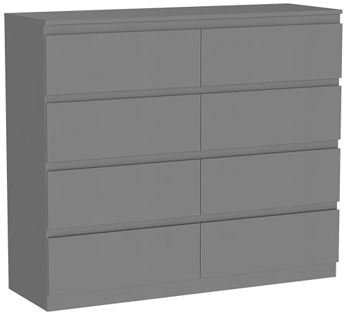 Vida Designs Denver 8 Drawer Chest of Drawers Grey – Modern Wooden Storage Unit