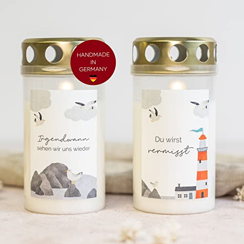 10x AUFKLEBER für GRABKERZEN • Meer Nordsee Ostsee • Grablicht Sternenkind • Motiv mit Spruch • Sticker für Kerzen • witterungsbeständig • Größe für Standartkerzen (2-3 Tage Brenndauer)