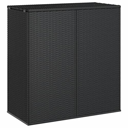 MOONAIRY Garten-Kissenbox, Gartenbox, Auflagenbox, Gartenschrank, Balkonschrank, Aufbewahrungsbox, Gartenkiste, Balkon Schrank, Outdoor Box, PE Rattan 100x49x103,5 cm Schwarz