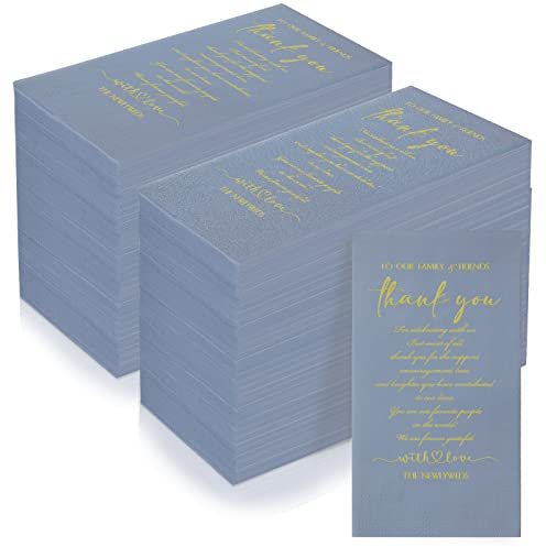 200 einfarbige Dankes-Servietten für Hochzeiten, Cocktail-Getränke, Brautpaare an Familie, Freunde, Gäste, 3-lagig, Gesichtstücher, Servietten, Hochzeit, Probe, Dinner-Partyzubehör (Haze Blue)