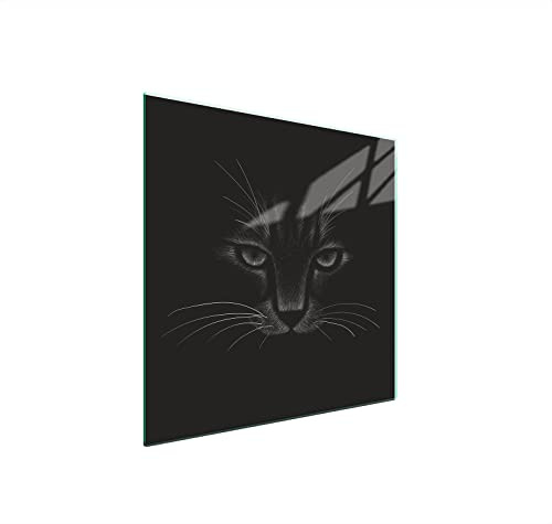 DarHuas Herdabdeckplatte 50x52 cm 1-teilig Ceranfeldabdeckung Induktion Herdschutz Spritzschutz Glasplatte Deko Schneidebrett, Katze Schwarz
